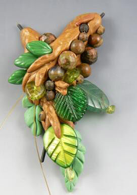 molded clay with leaves